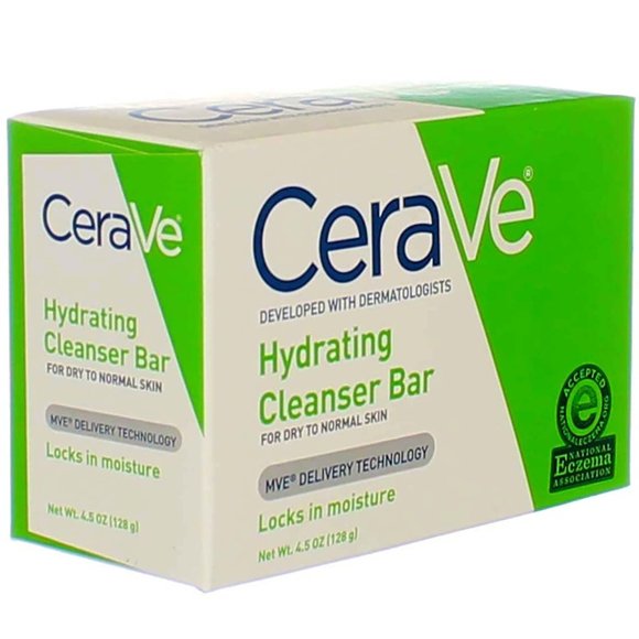 CeraVe Hydrating Cleanser Bar Soap For Normal to Dry Skin Full Size Bar - Picture 3 of 8